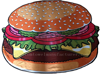 China Bulk All Over Printing towel beach blanket Factory Hamburger Printing Travel Beach Towel Supplier